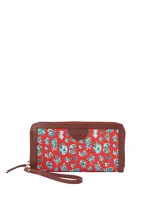 TEAL BY CHUMBAK Women Floral Printed Zip Detail Canvas Two Fold Wallet