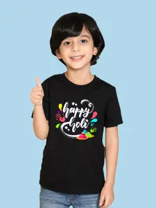 NUSYL Boys Typography Printed Holi Cotton T-shirt