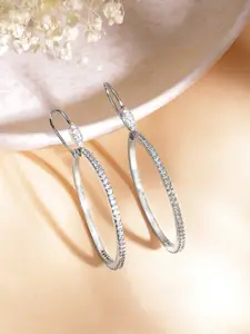 Rubans Silver-Plated Oval Drop Earrings