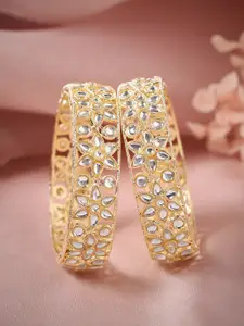 Rubans Set Of 2 24K Gold-Plated Kundan-Studded Bangles