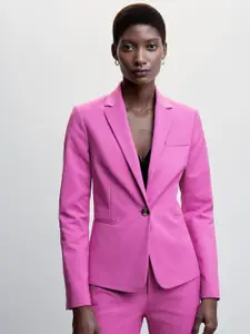 MANGO Notched Lapel Collar Regular Fit Single Breasted Blazer