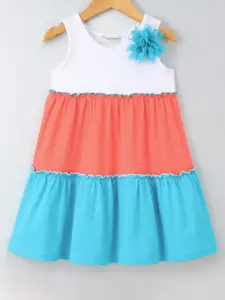 CrayonFlakes Girls Colourblocked Tiered Fit & Flare Dress