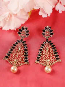 Jazz and Sizzle Gold-Plated Artificial Stones and Beads Contemporary Drop Earrings