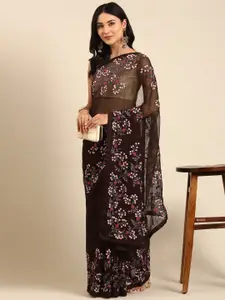 Shaily Embroidered Floral Pure Chiffon Saree