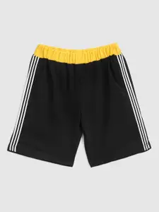 YK Boys Striped Mid-Rise Cotton Shorts