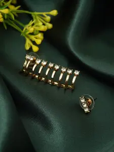 Ferosh Gold-Plated Contemporary Studs Spiral Rhinestone Earrings Cuff