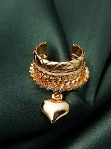 Ferosh Gold-Plated Contemporary Heart Ear Cuff Drop Earrings