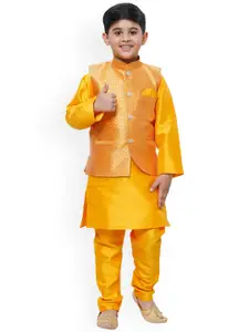 Pro-Ethic STYLE DEVELOPER Boys Mandarin Collar Kurta with Churidar & Nehru Jacket