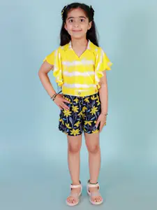 LIL DRAMA Girls Striped Short Sleeves Top with Shorts Clothing Set