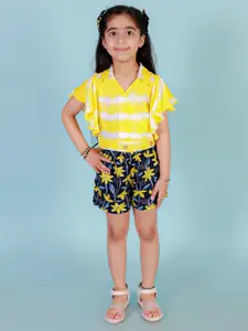 LIL DRAMA Girls Striped Short Sleeves Top with Shorts Clothing Set