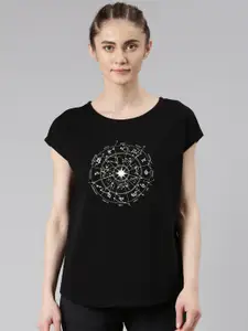 Enamor Zodiac Printed Extended Sleeves Antimicrobial Meditate T-shirt