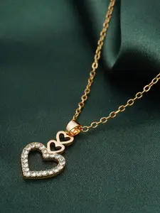 Ferosh Gold-Plated Heart Shaped Pendant Necklace