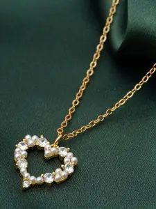 Ferosh Women Gold-Plated Heart Shaped Pendant Necklace