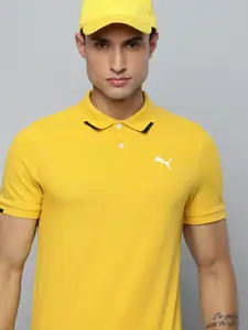 one8 x PUMA Men Polo Collar Solid Slim Fit Sports T-shirt With Brand Logo Detail