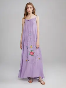 JC Collection Floral Embroidered Backless Maxi Dress