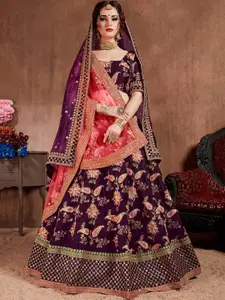 FABPIXEL Sequinned Semi-Stitched Lehenga & Unstitched Blouse With