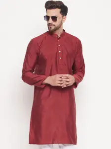 VASTRAMAY Woven Design Mandarin Collar Jacquard Kurta