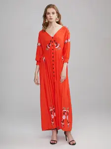 JC Collection Floral Embroidered Pure Cotton Maxi Dress