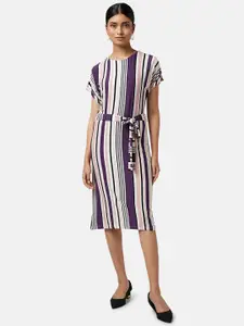 Annabelle by Pantaloons Striped Boat Neck Short Sleeves Sheath Dress