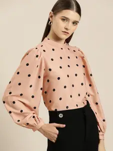 her by invictus Polka Dot Print High-Neck Top