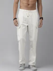 The Roadster Life Co. Men Solid Mid-Rise Relaxed Cargos Trousers