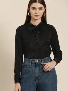 her by invictus Sequinned Collar Casual Shirt