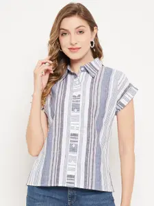 Imfashini Striped Shirt Style Top