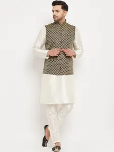VASTRAMAY Mandarin Collar Kurta with Pyjamas & Nehru Jacket
