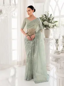 Soch Floral Printed Embellished Net Saree