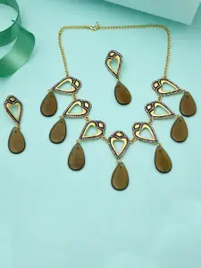 Estele Gold Plated Fashion Necklace Set with Fancy Stones