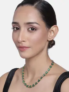 Estele Gold Plated Flower Leaf Design Necklace Set