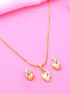 Estele Gold Plated Trendy Pendant Set with Crystals for Women