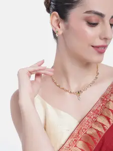 Estele Gold Plated Classic Designer Necklace Set with Austrian Crystal