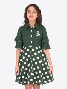 CUTECUMBER Girls Polka Dots Printed Georgette Dress