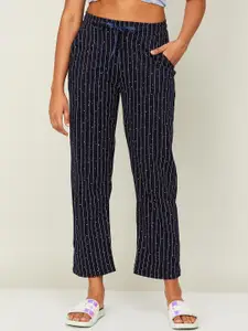 Ginger by Lifestyle Women Striped Mid-Rise Cotton Lounge Pants