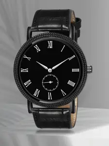 Shocknshop Men Leather Straps Analogue Chronograph Watch WCH80Black