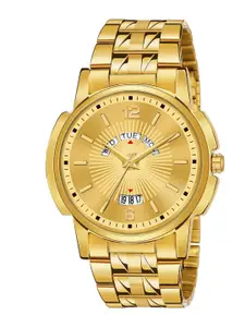 Shocknshop Men Stainless Steel Bracelet Style Straps Analogue Multi Watch WCH74Gold