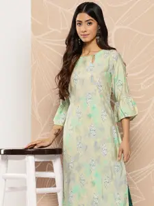 Libas Floral Printed Keyhole Neck Bell Sleeves Floral Kurta