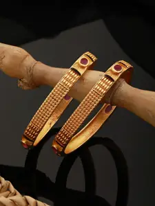 Saraf RS Jewellery Set Of 2 Gold-Plated AD Studded Bangles
