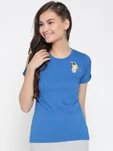 Style Quotient Women Blue Solid Round Neck T-shirt