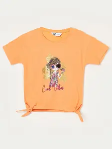 Fame Forever by Lifestyle Girls Multicoloured Printed Pure Cotton Raw Edge T-shirt