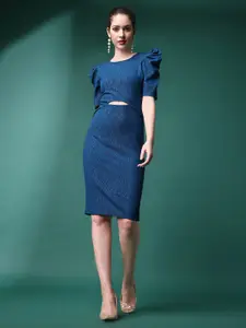 Ziva Fashion Cut-Outs Detail Scuba Sheath Dress