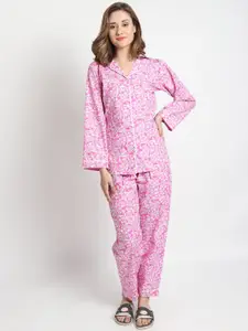 ISAM Floral Printed Pure Cotton Night Suit