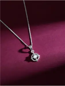 Rubans Rhodium-Plated Zircon Studded Necklace