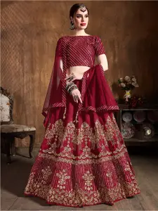 FABPIXEL Embroidered Semi-Stitched Lehenga & Unstitched Blouse With Dupatta