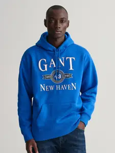 GANT Men Blue Printed Hooded Sweatshirt