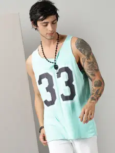 Rodzen Men Green Typography Printed Raw Edge T-shirt