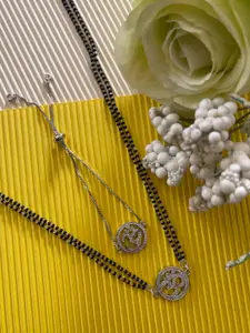 Digital Dress Room Set of 2 Silver-Plated Mangalsutra & Bracelet Set