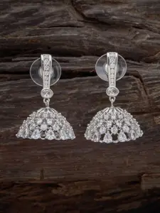 Kushal's Fashion Jewellery Rhodium Plated Contemporary Zircon Studded Jhumkas Earrings
