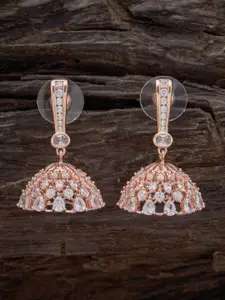 Kushal's Fashion Jewellery Rose Gold-Plated Contemporary Jhumkas Earrings